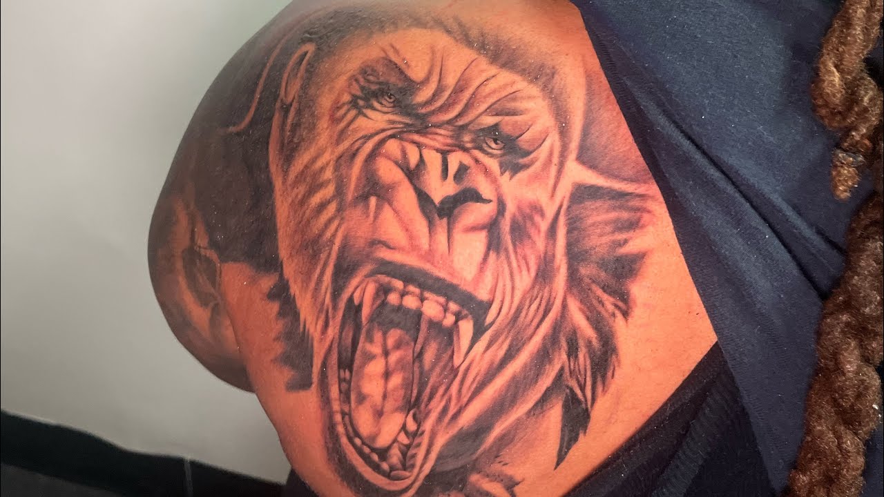 Gorilla back tattoo | Timelapse  ( Tattoo with a Baltimore tattoo artist)