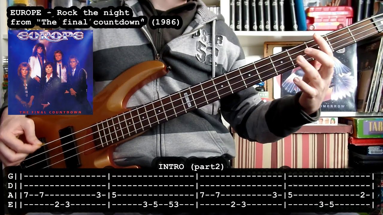 EUROPE - Rock the night (bass cover w/ Tabs & lyrics)