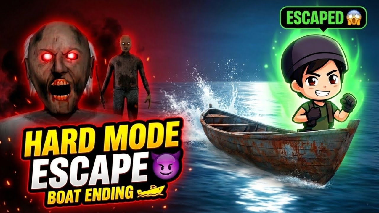 Granny Chapter 2 Hard Mode🚤 | Boat Escape Ending‼️😈