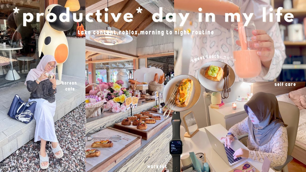 *productive* A DAY IN MY LIFE📝🧘🏻‍♀️workout,morning to night routine,korean cafe,healthy breakfast