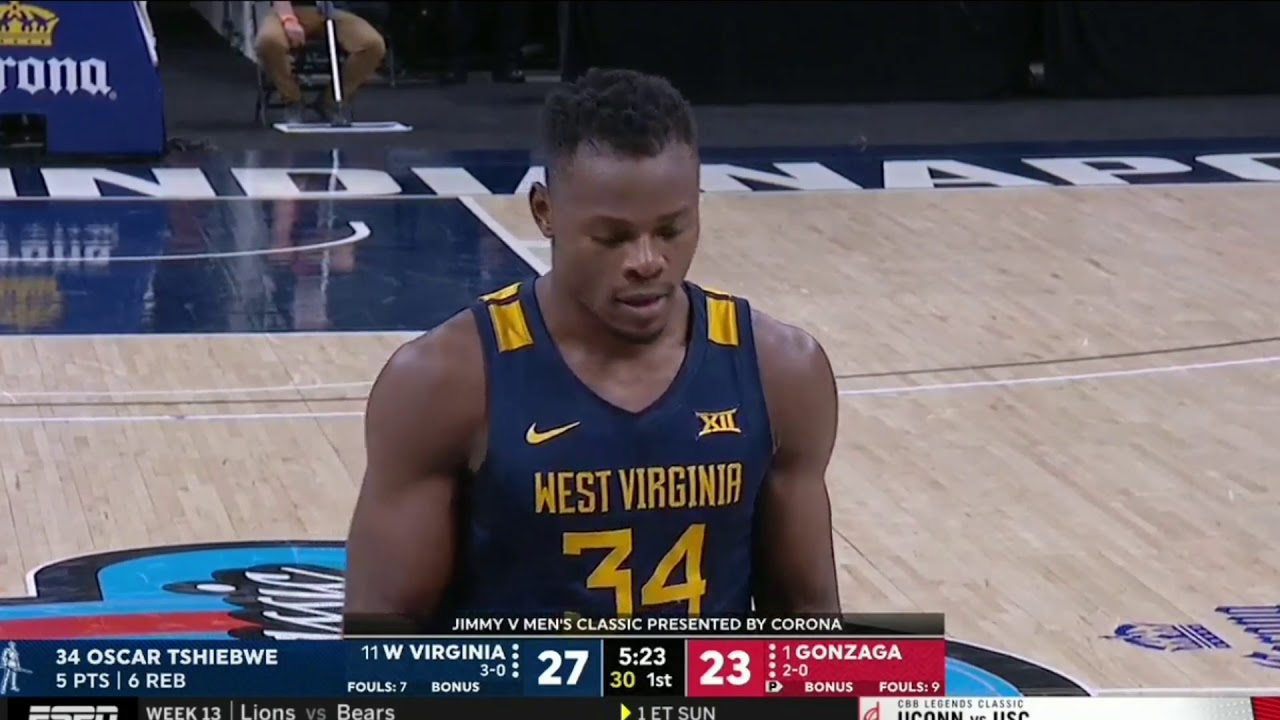 Oscar Tshiebwe #34 O and D vs  Gonzaga (14 Pts 9 Rebs)