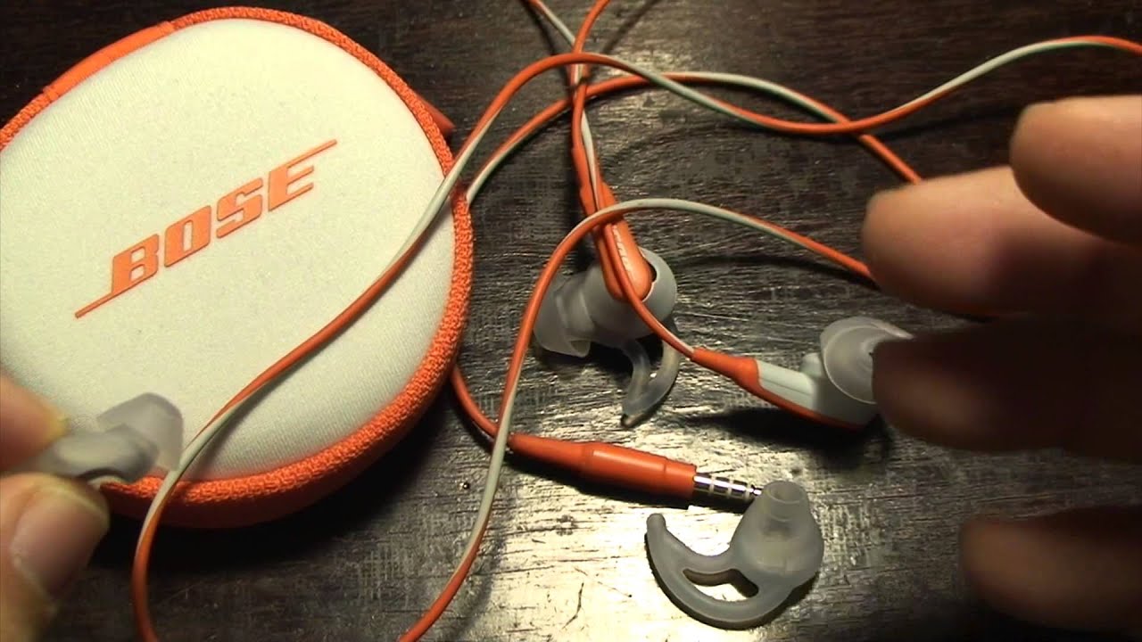 Bose SoundSport earbuds with StayHear Plus ear tips.