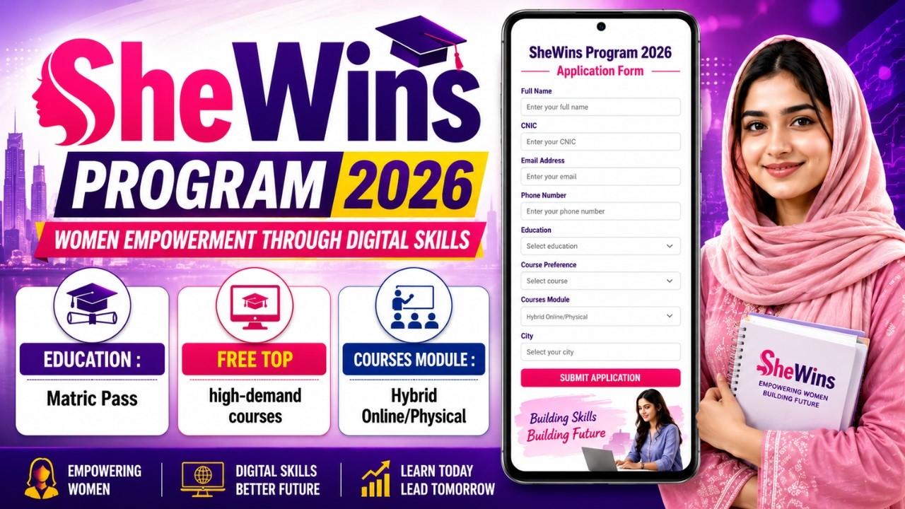 SheWins Training Program 2026 Online Apply | Women Empowerment Through Digital Skills | PITB SheWins