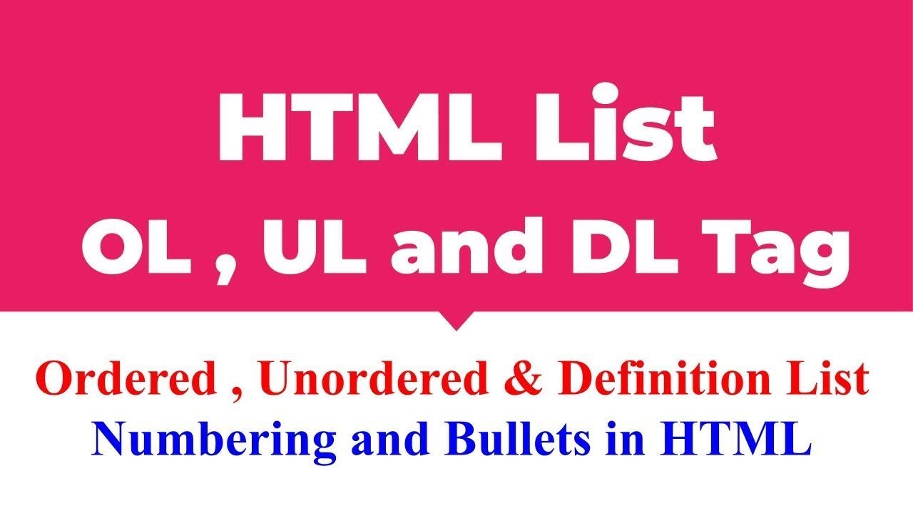 HTML List | Ordered List | Unordered List | Definition List |