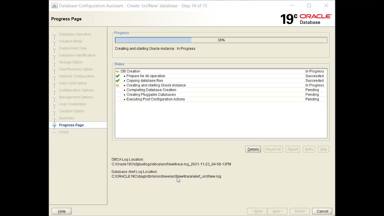 create new database using dbca oracle 19c