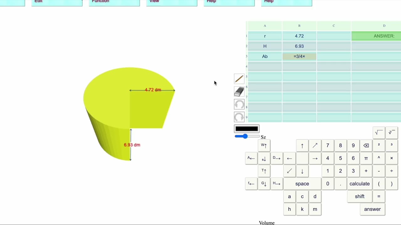 Level 25: Volume of 3:4 of a cylinder