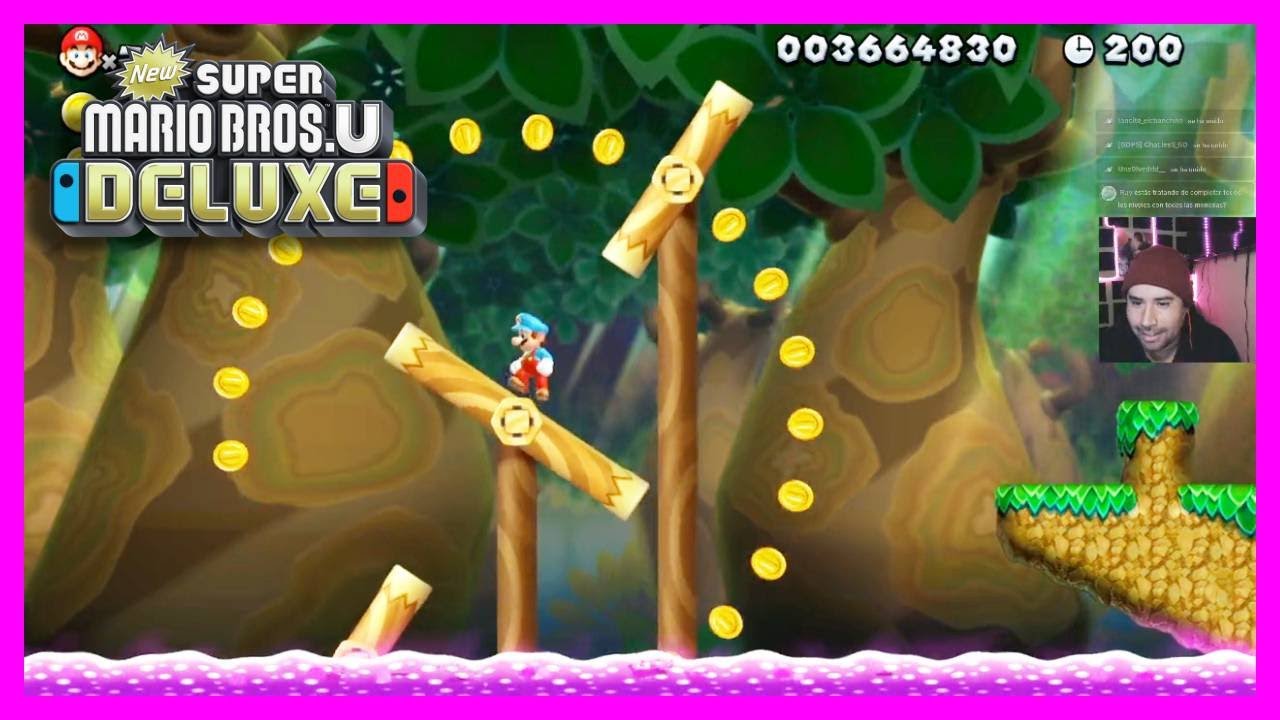 🔥 New Super Mario Bros. U Deluxe NIVEL : EQUILIBRIOS SOBRE TRONCOS las 3 monedas con MARIO