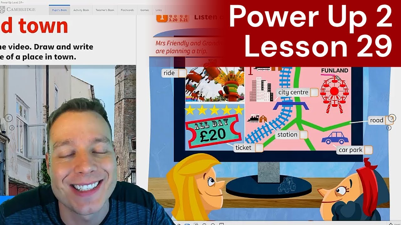Изучайте места на английском языке | Power Up 2, Модуль 8, Урок 1: По городу с учителем Эй Джей