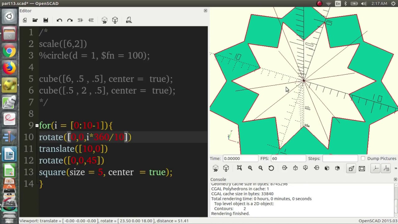 Circles and Squares(2D objects)-OpenSCAD Tutorial 13