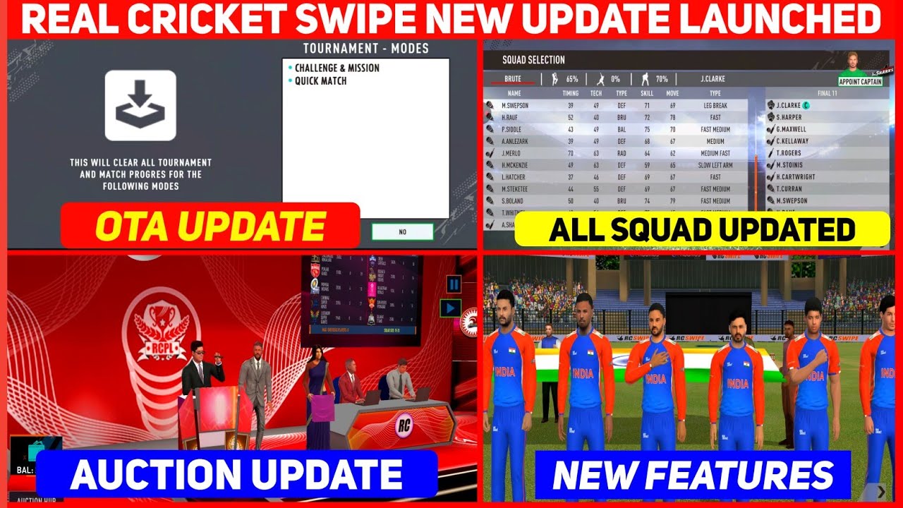 Real Cricket Swipe New Update Released | Squad Update & More | Rc Swipe Ipl Auction Unlock 