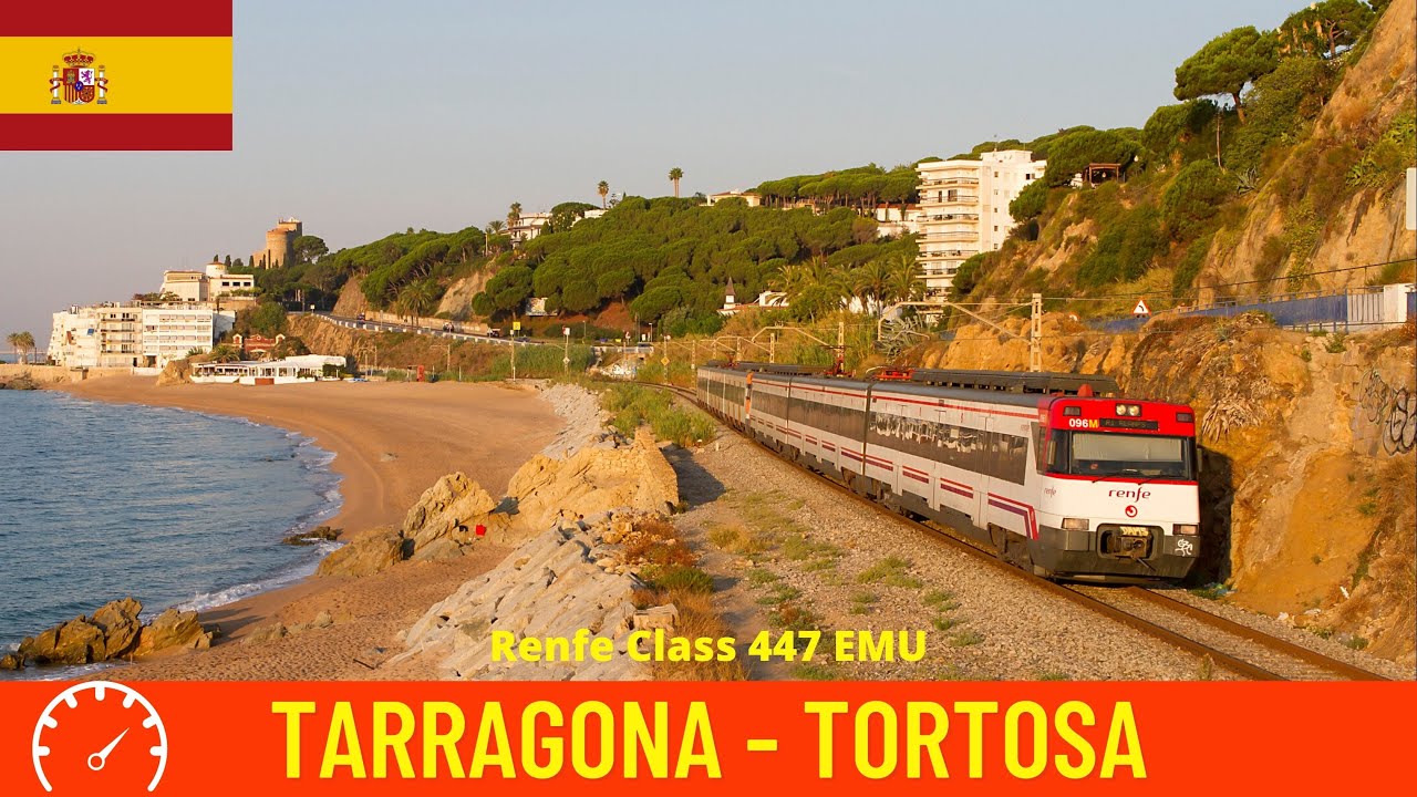 Cab ride Tarragona - Tortosa (Spain, Catalonia) train driver's view in 4K