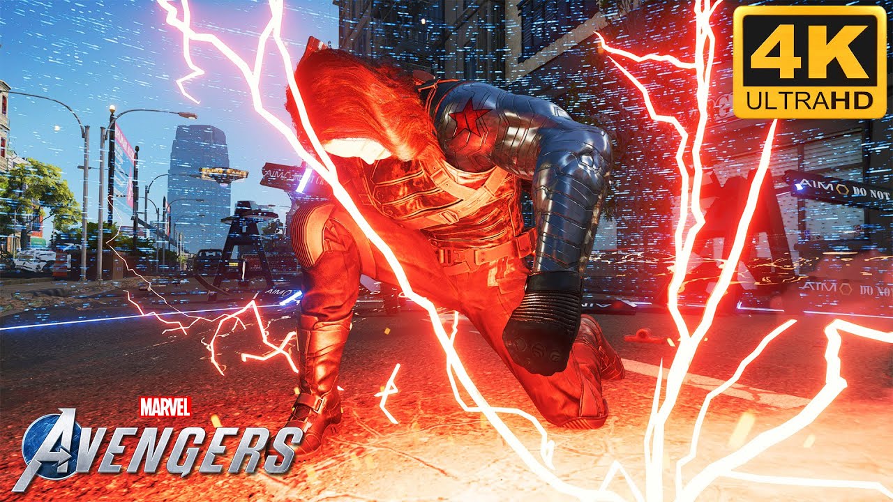 The Winter Soldier (Bucky Barnes) Combats Gameplay | Marvel's Avengers (4K 60fps)