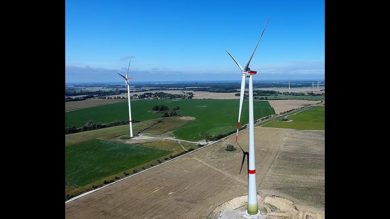 Enercon E-126, E -141 and Eno 126, 92, 82 Wind turbines from the air