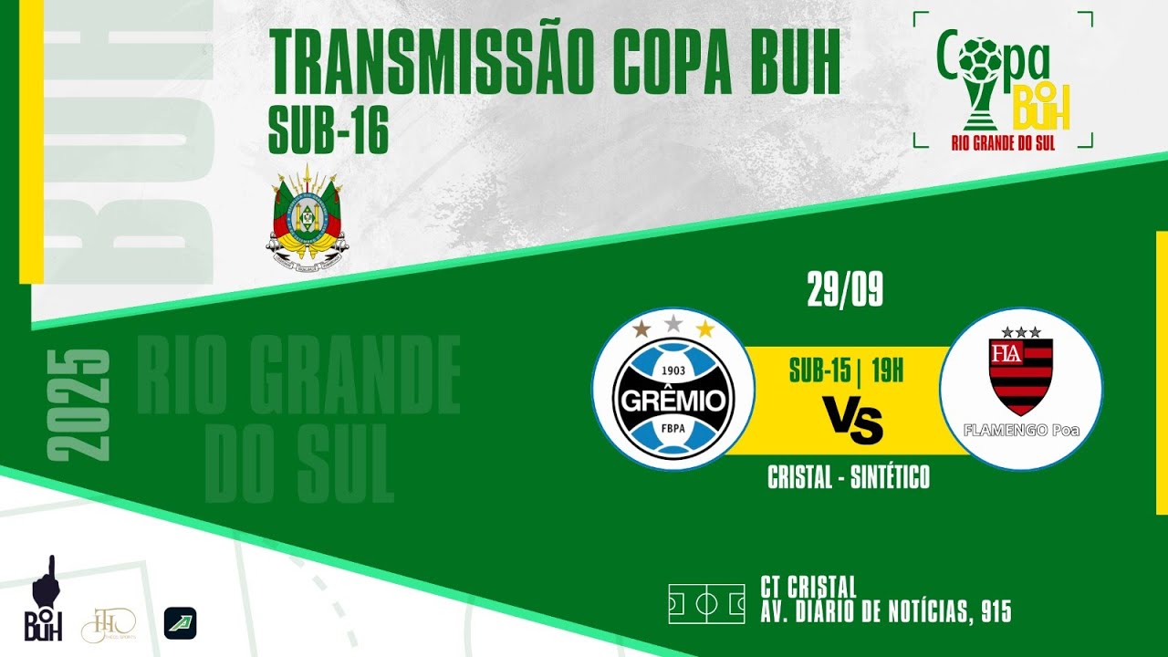 GRêMIO  X  ACADEMY FLAMENGO - AO VIVO | SUB 15 | 15h30 | 29/09/2025 | CT CRISTAL - PORTO ALEGRE