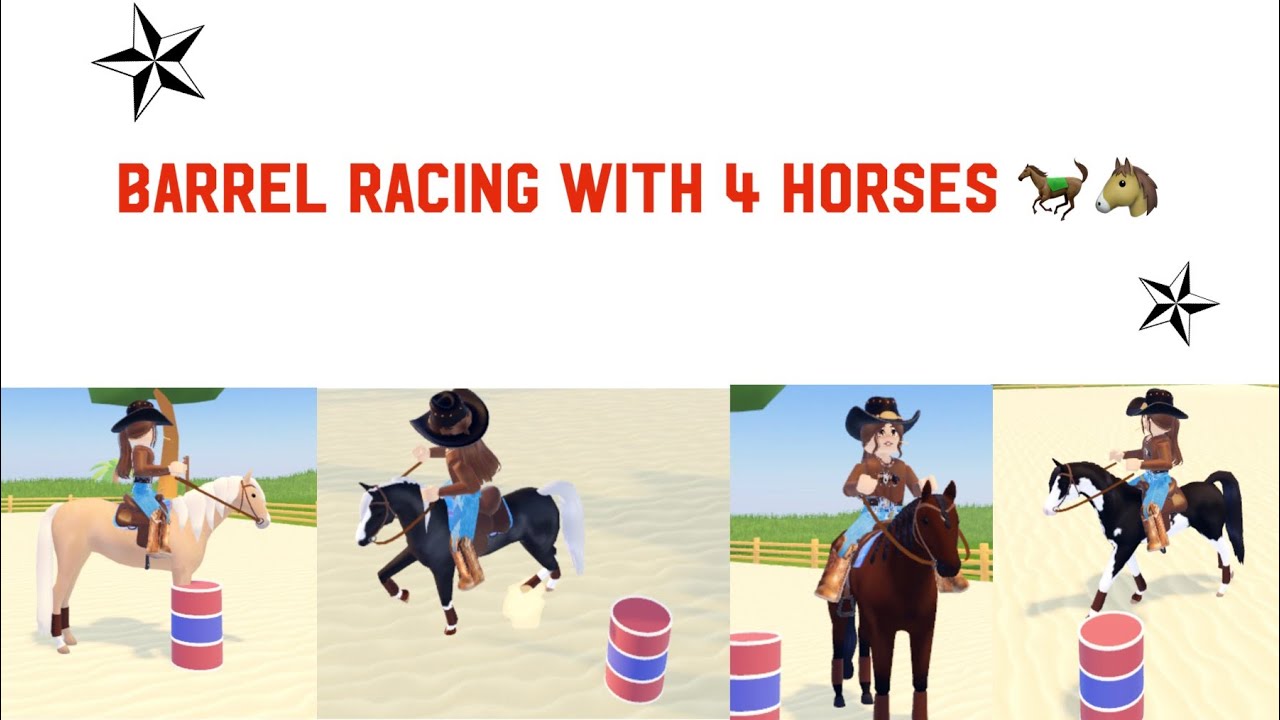 Barrel racing 4 horses￼* wild horse Island*￼