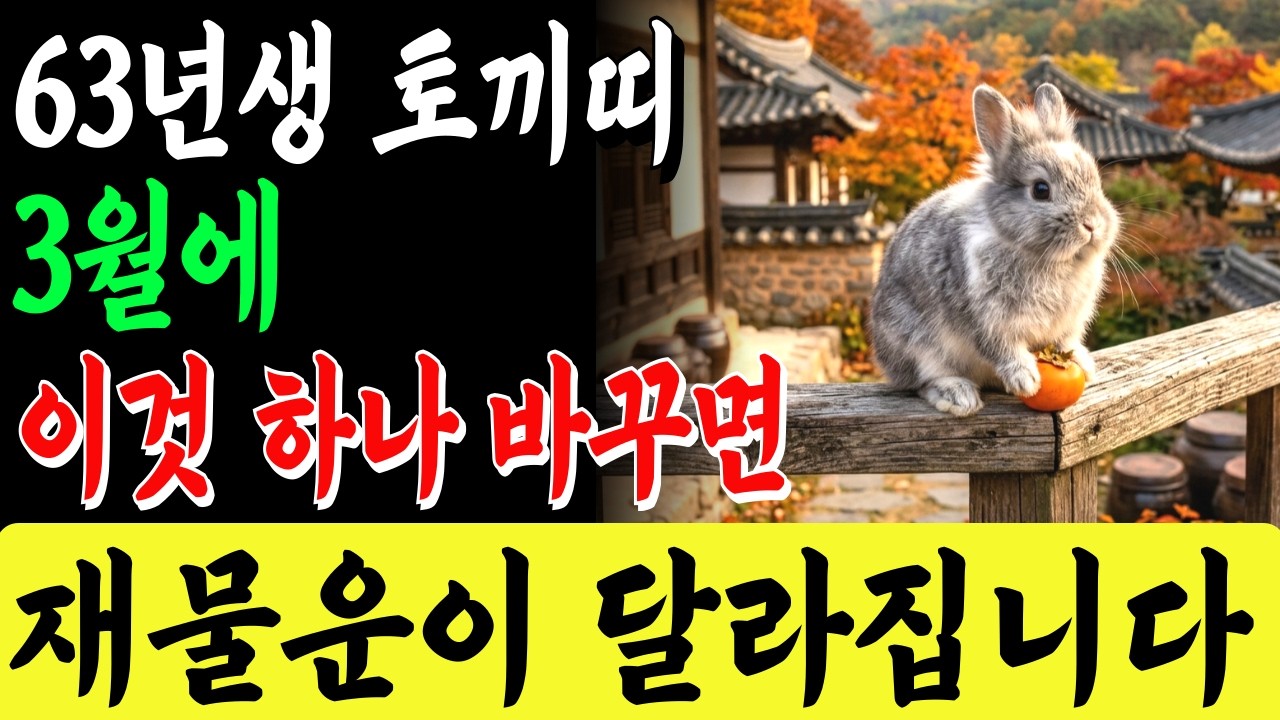 63년생 토끼띠 긴급! 2026년 3월 14일 이것만 하면 대박납니다.