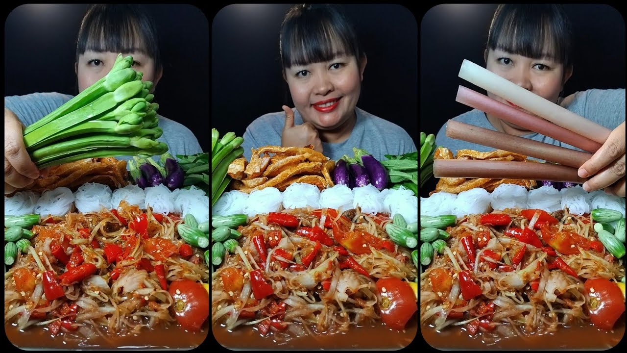 ส้มตำเผ็ดๆแซ่บๆกินกับท้องแซลมอนทอดกรอบๆอร่อยเข้ากันสุดๆ @ตั้งใจกิน 