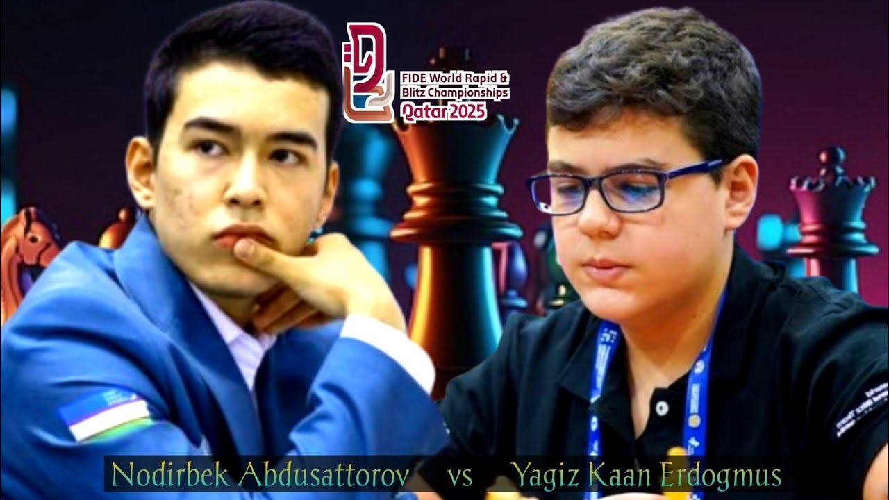 Nodirbek Abdusattorov vs Yagiz Kaan Erdogmus || FIDE World Rapid & Blitz Championship 2025