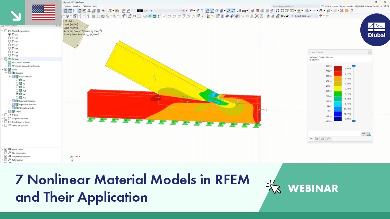 Webinar | 7 Nonlinear Material Models in RFEM and Their Application