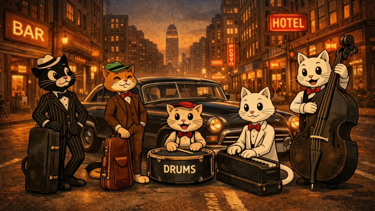 🐱🎷Los Gatos viajan por las calles - Jazz para la productividad.🐱🎷