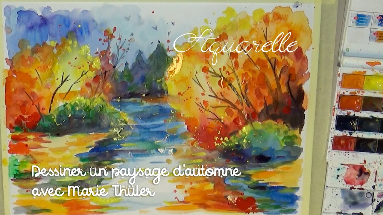 Paysage d'automne à l'aquarelle