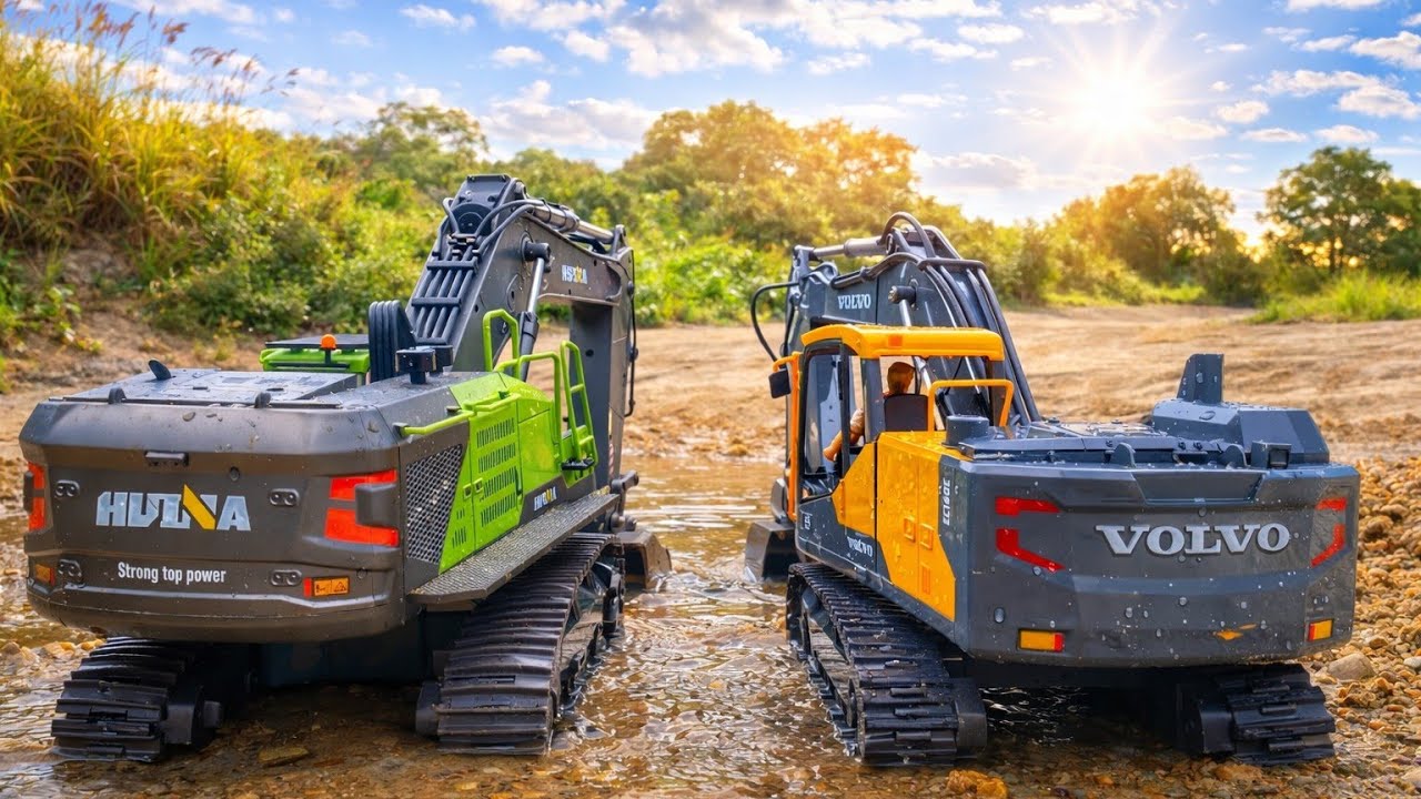Story Line : RC Excavator Huina 1593 & Double E E598 Making Estuary