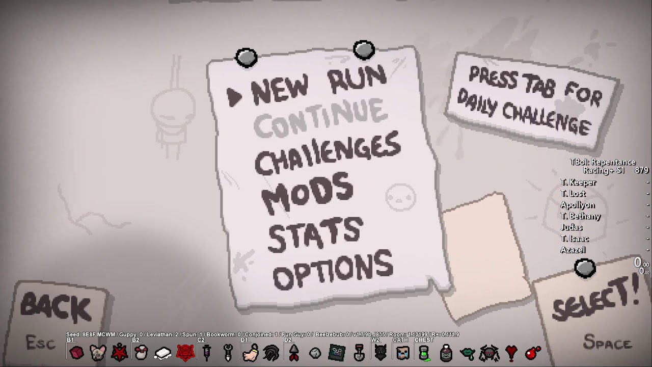 The Binding of Isaac Repentance 7 Character Speedruns