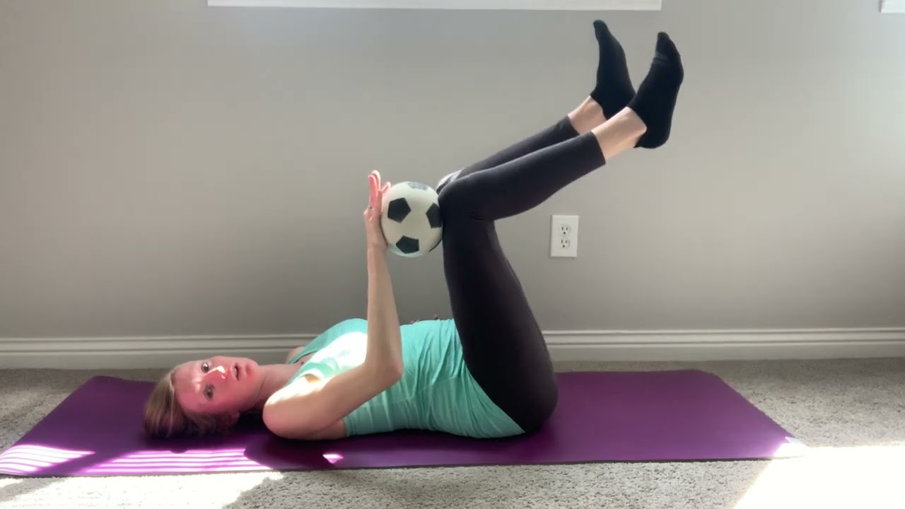 Dead bug heel taps + unilateral block/ball press