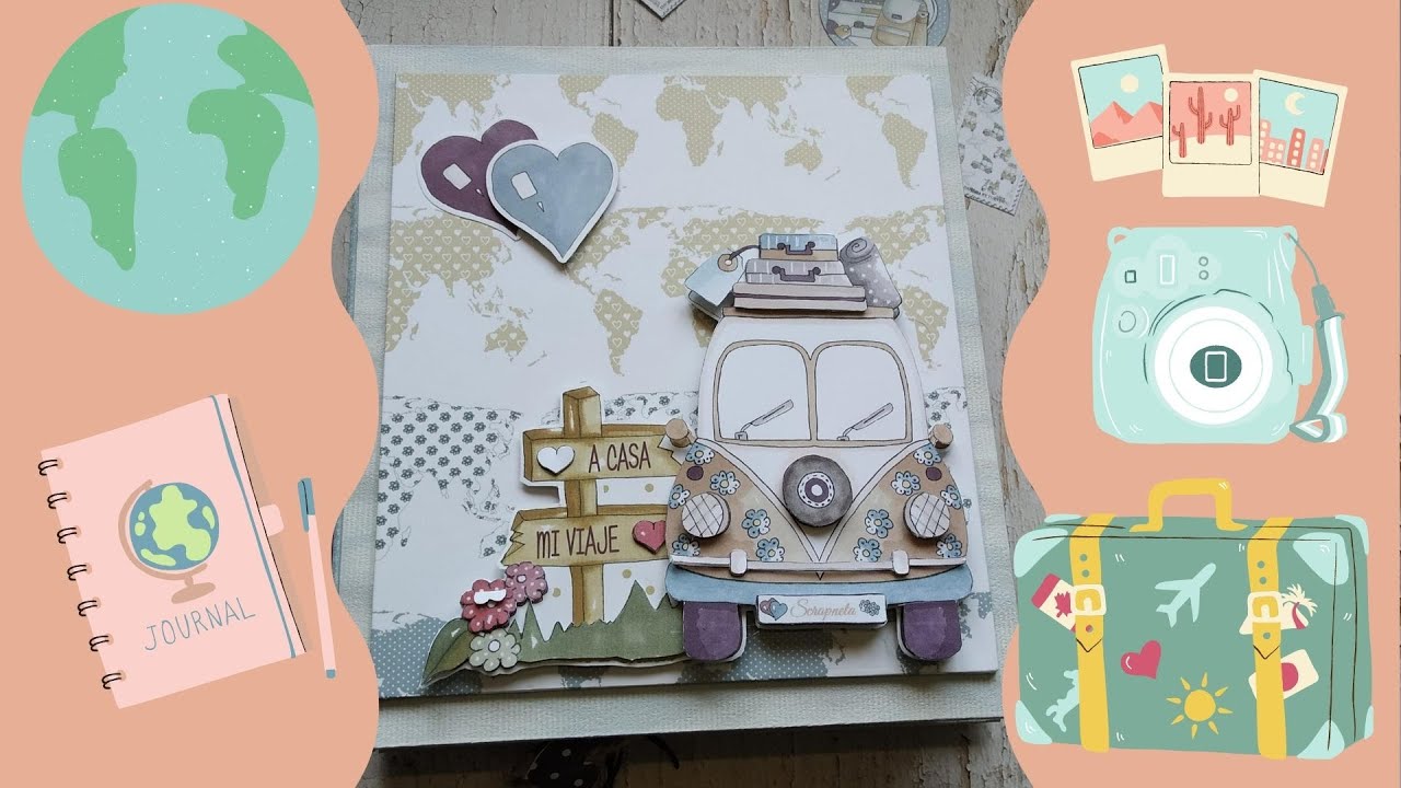 ÁLBUM DE VIAJES. Álbum de inspiración realizado con Alrededor del mundo de Nuria Scrap and Tips.