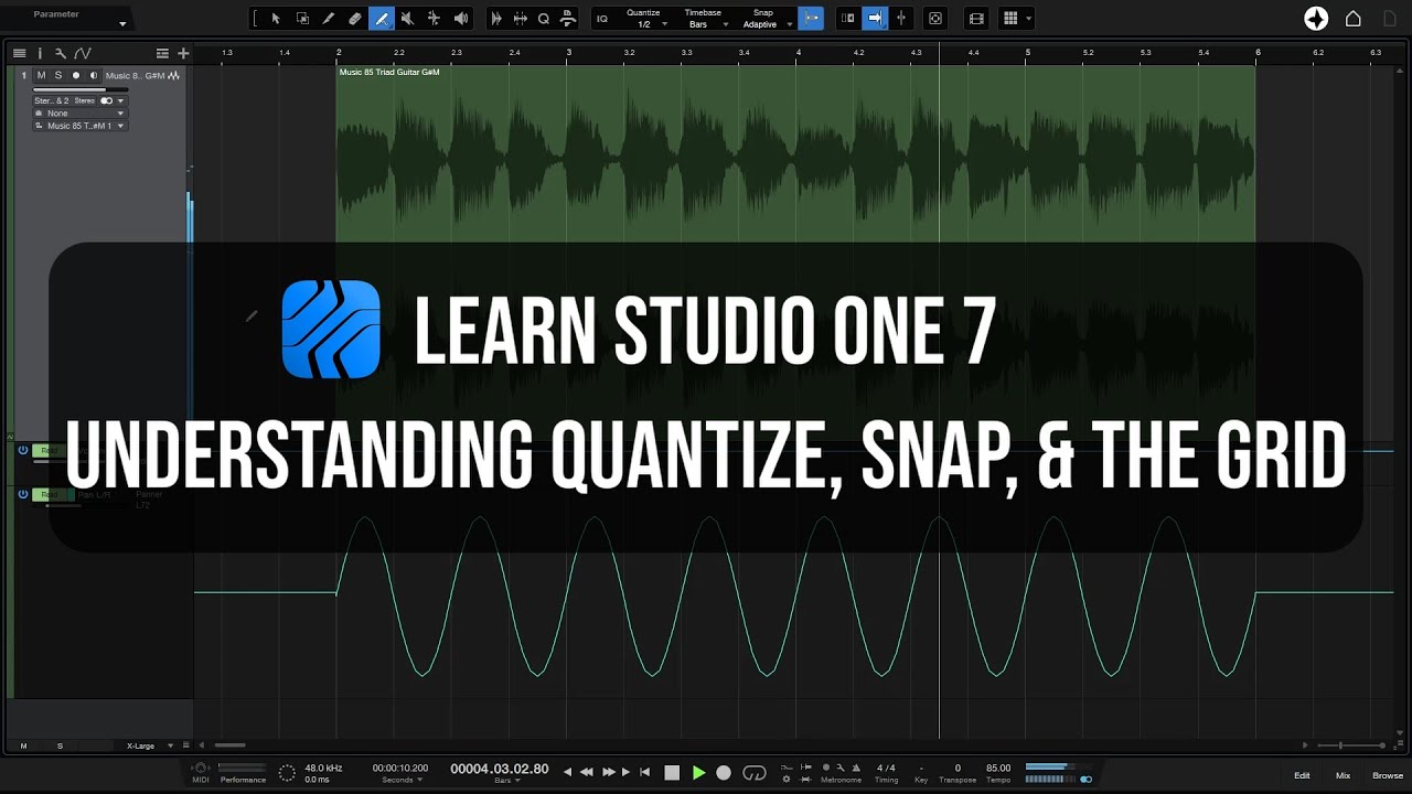 Изучите Studio One 7 | Понимание квантования, привязки и сетки