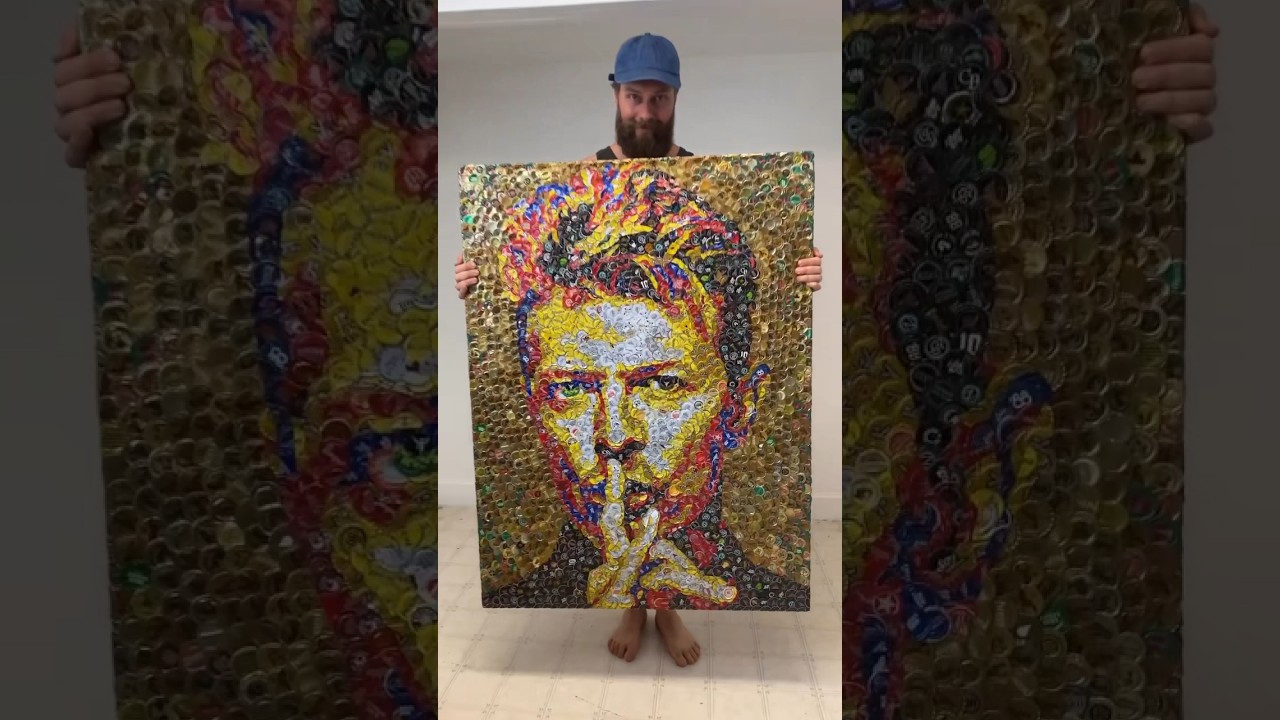 Bottle Cap Bowie #sustainableart #art #bottlecaps #beerart #bottlecap #bottlecapart #sustainable
