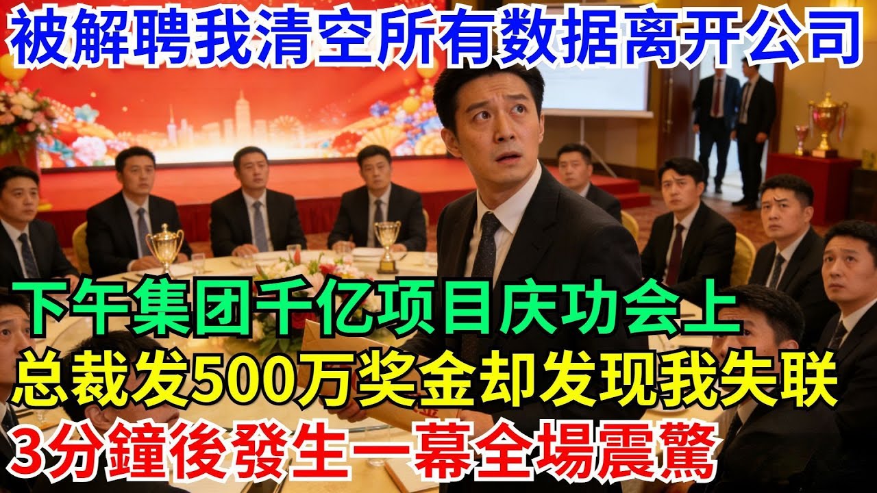 上午接到解聘通知後，我清空所有數據離開公司；下午集團千億項目慶功會上，總裁欲發500萬獎金卻發現我已失聯，3分鐘後發#職場#故事#家庭#退休生活#情感#爽文#情感故事#小説