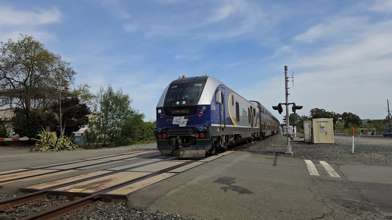 Amtrak Capitol Corridor #737 at Bayfront Park with CDTX #2104 SC-44 and #6962 Cab Car