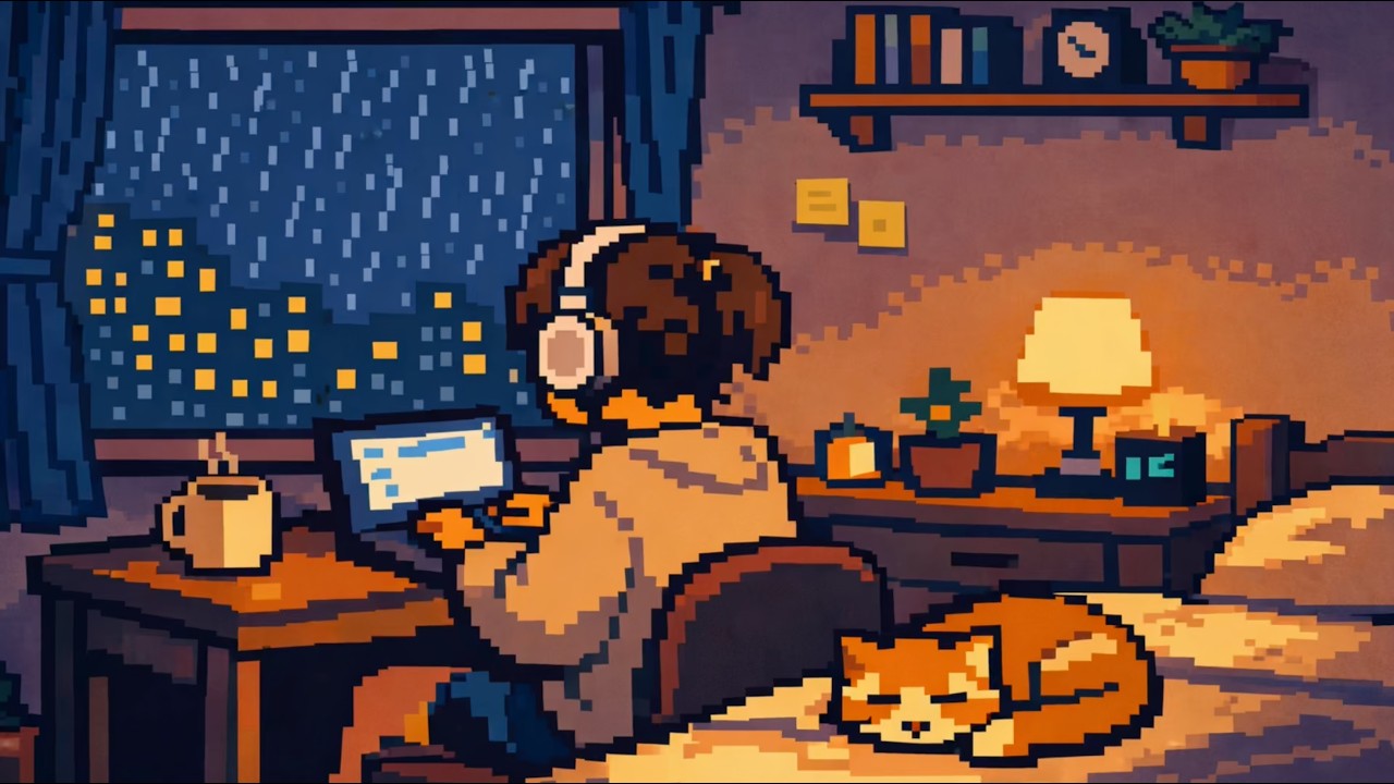 You Can Rest Here 🐈 Cozy Rainy Night 8bit Lofi