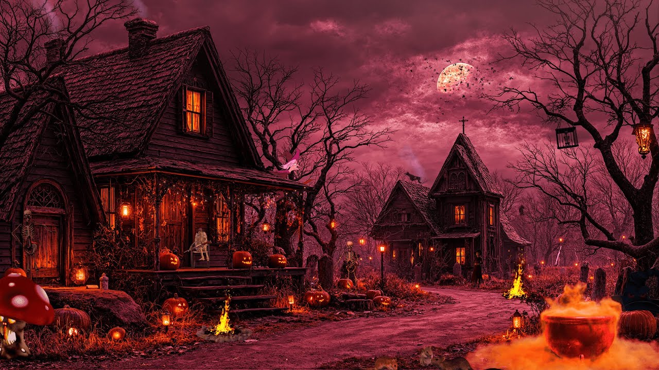 "Jack O'Lantern " - Cozy Autumn Witch's Village Ambience with Campfire,Boiling Cauldron,Nature Sound