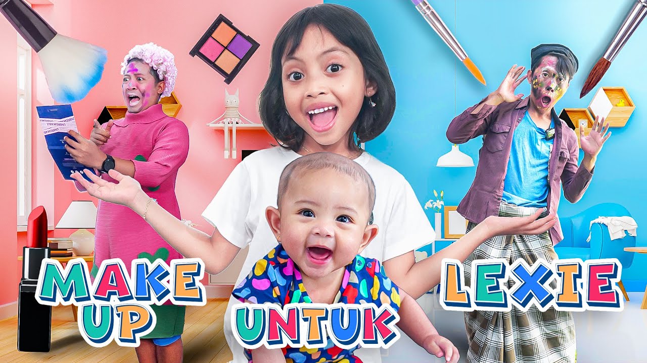 PERTAMA KALI ADIK BAYI LEXIE MAKE UP WAJAH 😍 DRAMA PARODI LEIKA VS TOMPEL CHALLENGE MAKE UP