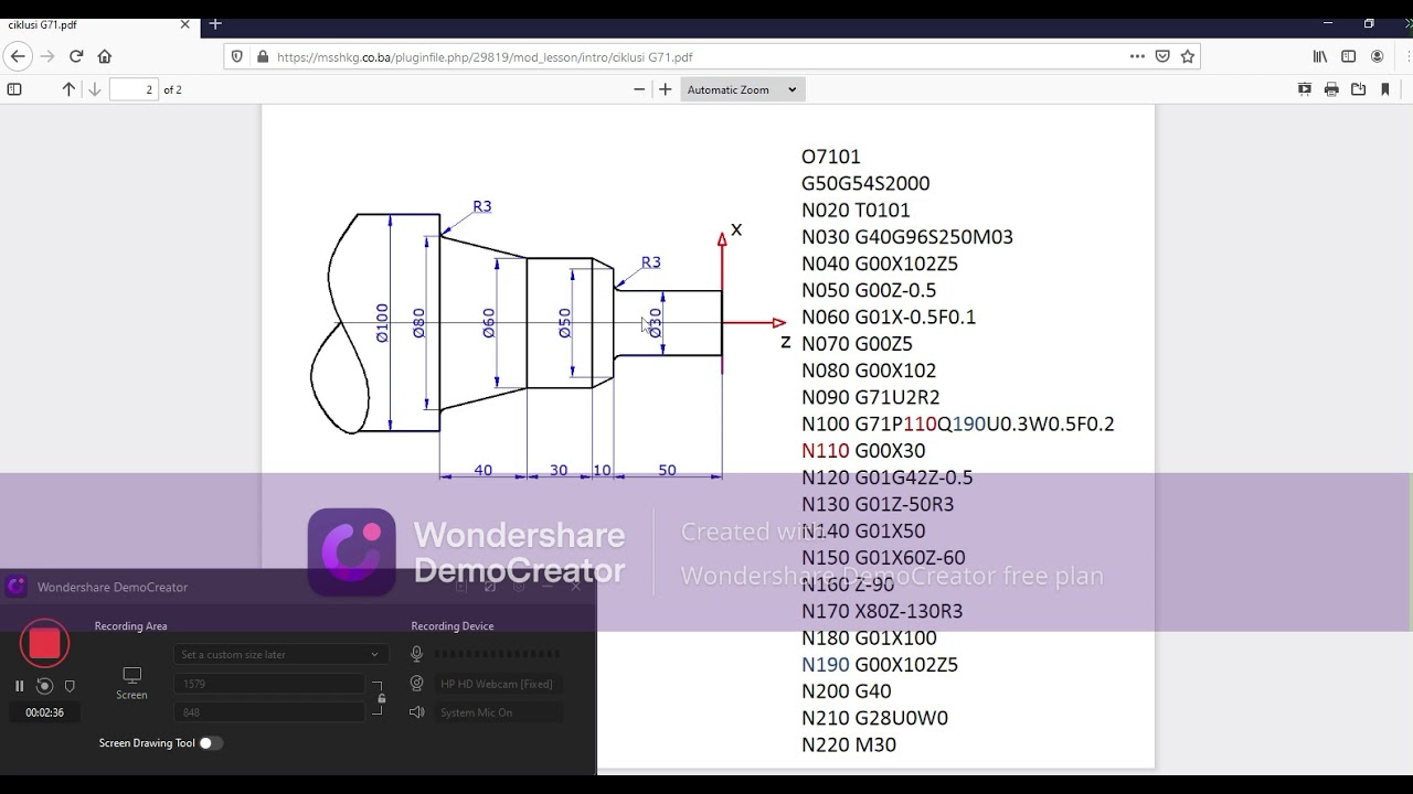 Programiranje na CNC strugu sa naredbom G71