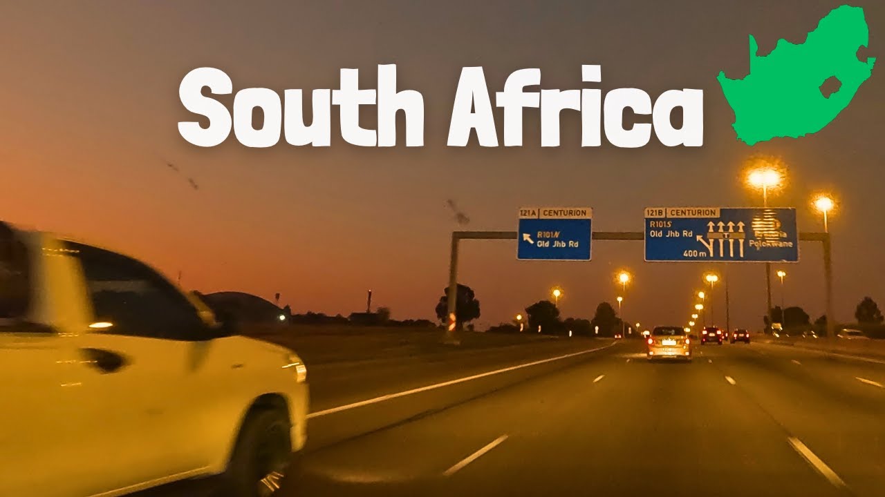 A Nighttime Drive through the Streets of Pretoria and Johannesburg