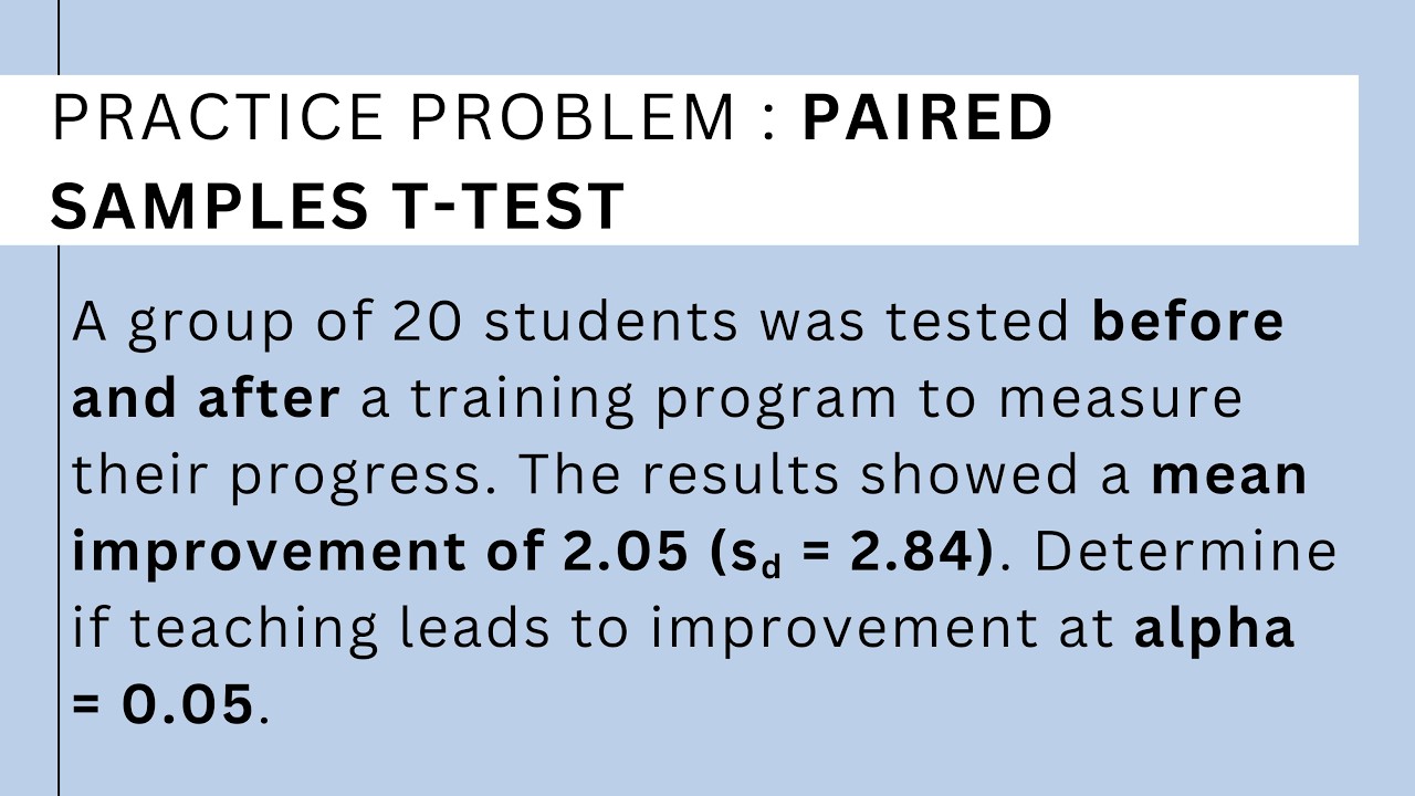 Hypothesis Testing | Practice Problem 4 | Paired samples t test