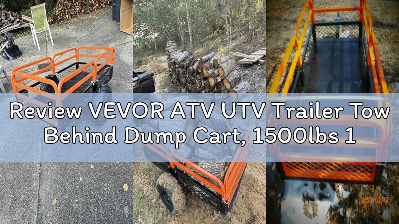 Review VEVOR ATV UTV Trailer Tow Behind Dump Cart, 1500lbs 15 Cubic Feet, Heavy Duty Yard Garden Tra