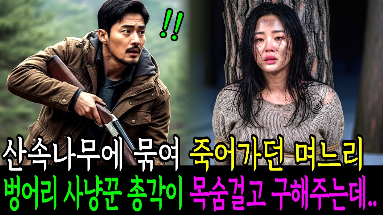 산속나무에 묶여 죽어가던 며느리, 벙어리 사냥꾼 총각이 목숨걸고 구해주는데..