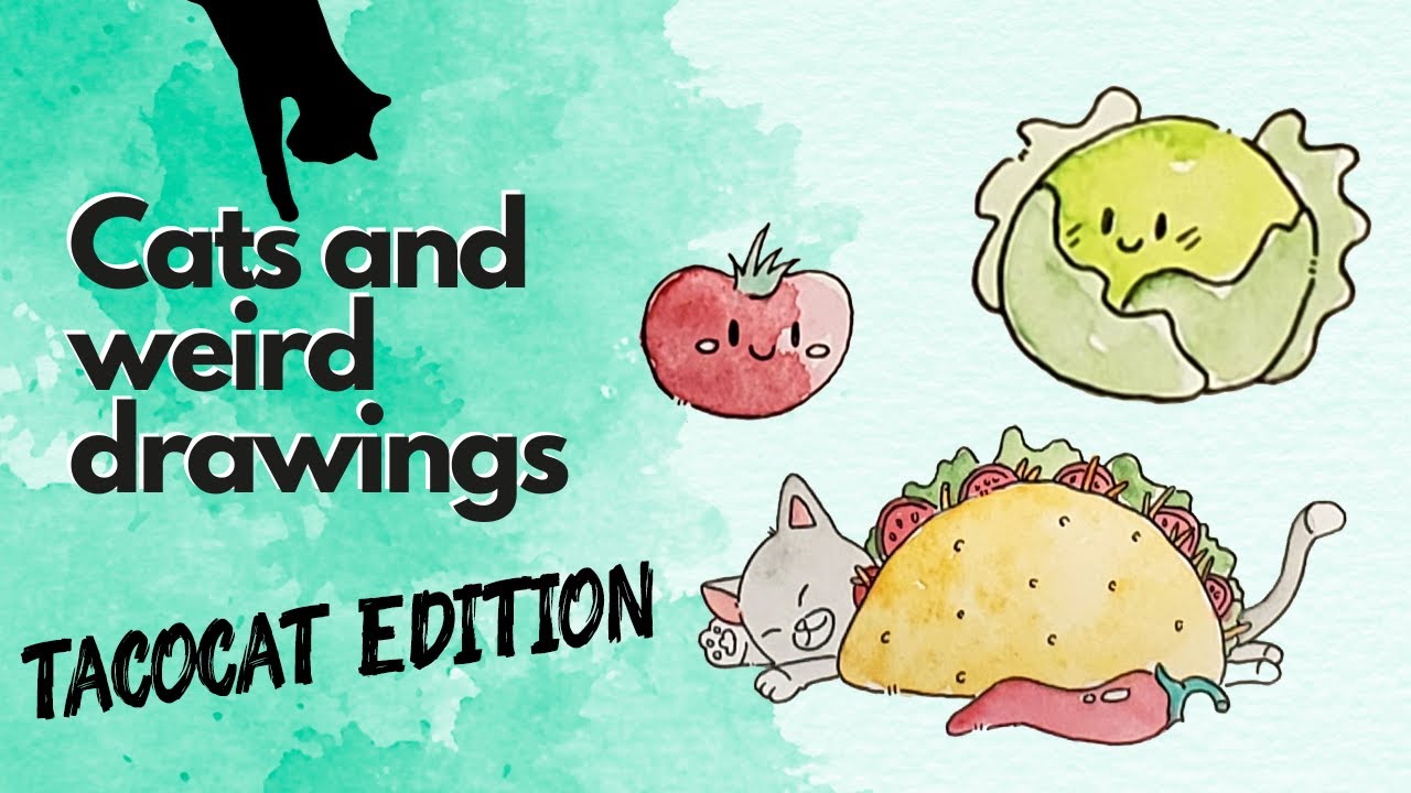 PAINTING TACO CAT AND BANANA CAT - Fun and Easy Watercolor For Beginners!
