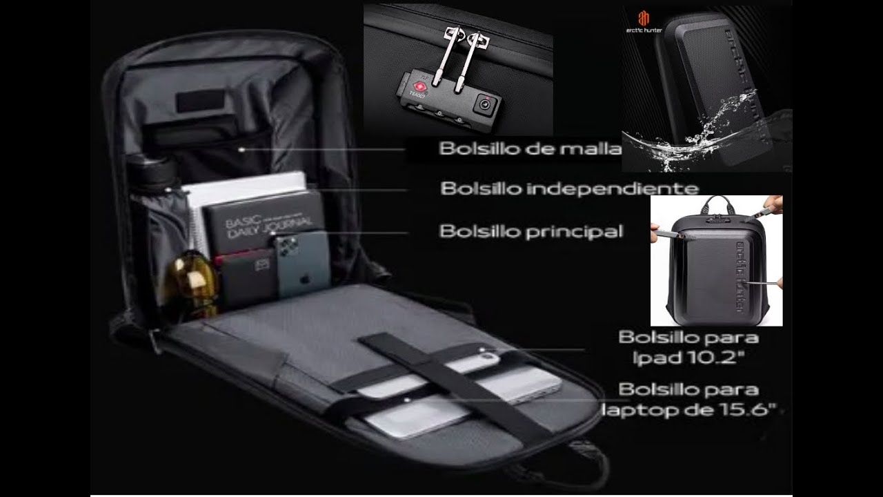 Presentación de la mochila urbana anti-hurto Harctic Hunter modelo B00451.