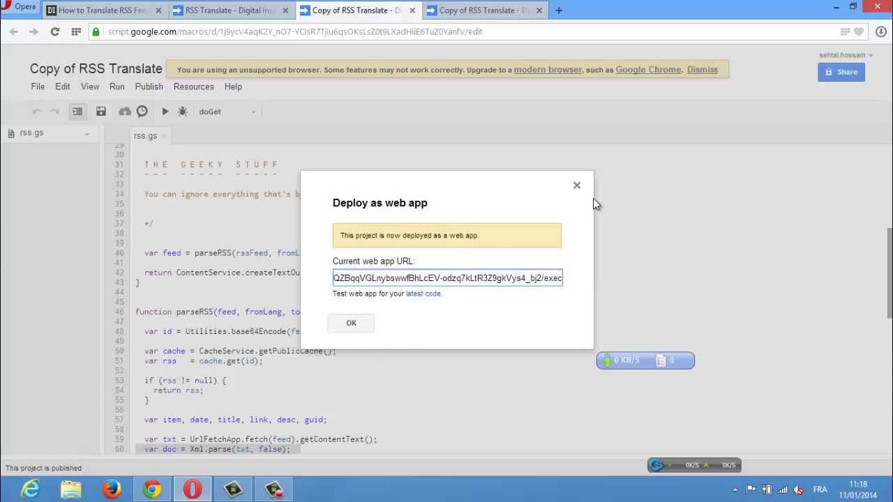 Translation RSS Blogs  Language & Google Scripts