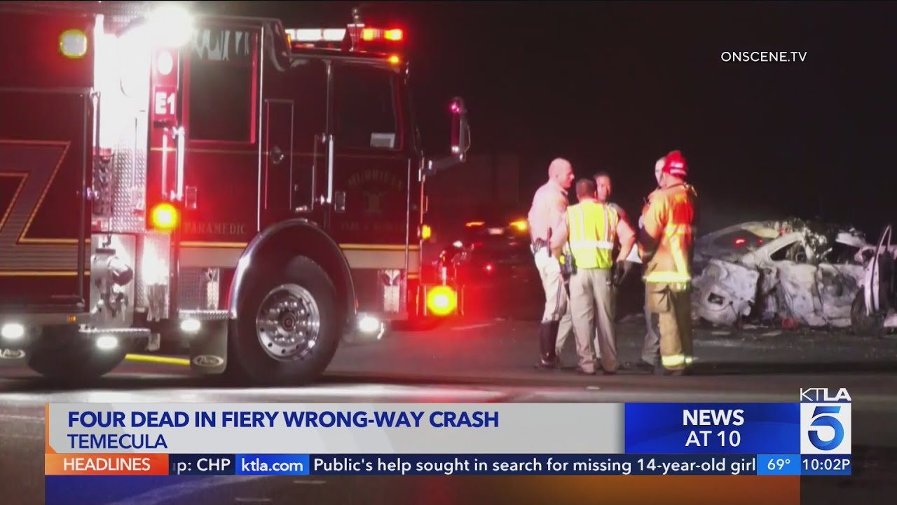 4 dead in fiery wrong way crash in Temecula