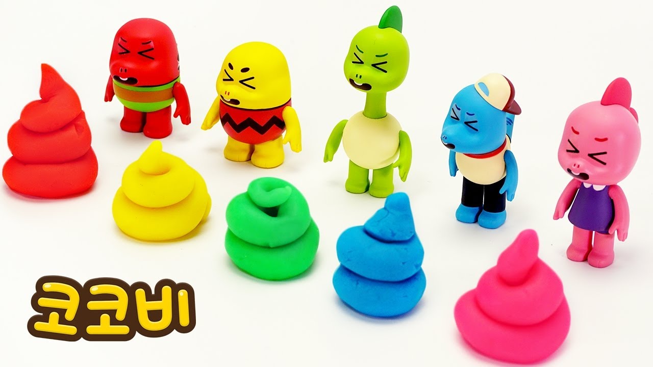 플레이도우로 무지개 응가를 만들어요 | 알록달록 색깔놀이 Videos For Kids | 꼬마공룡 코코비