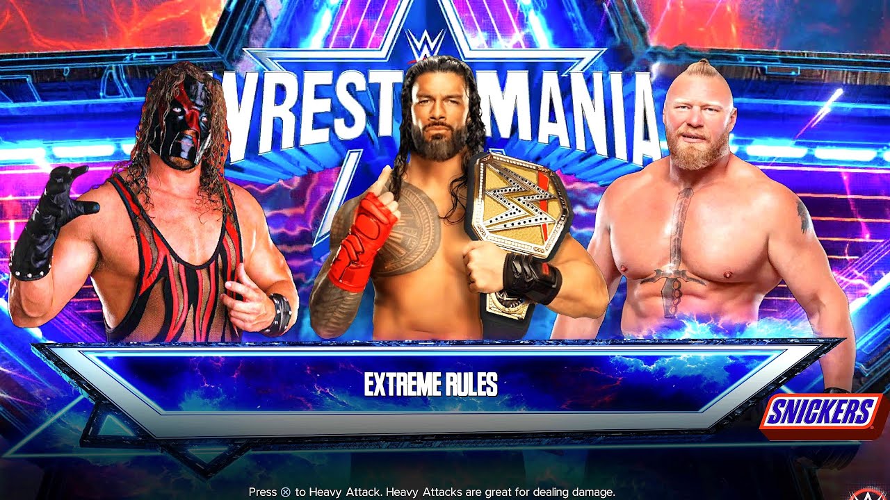 Roman Reigns vs. Brock Lesnar vs. Kane | Triple Threat Championship Match  | WWE 2K23