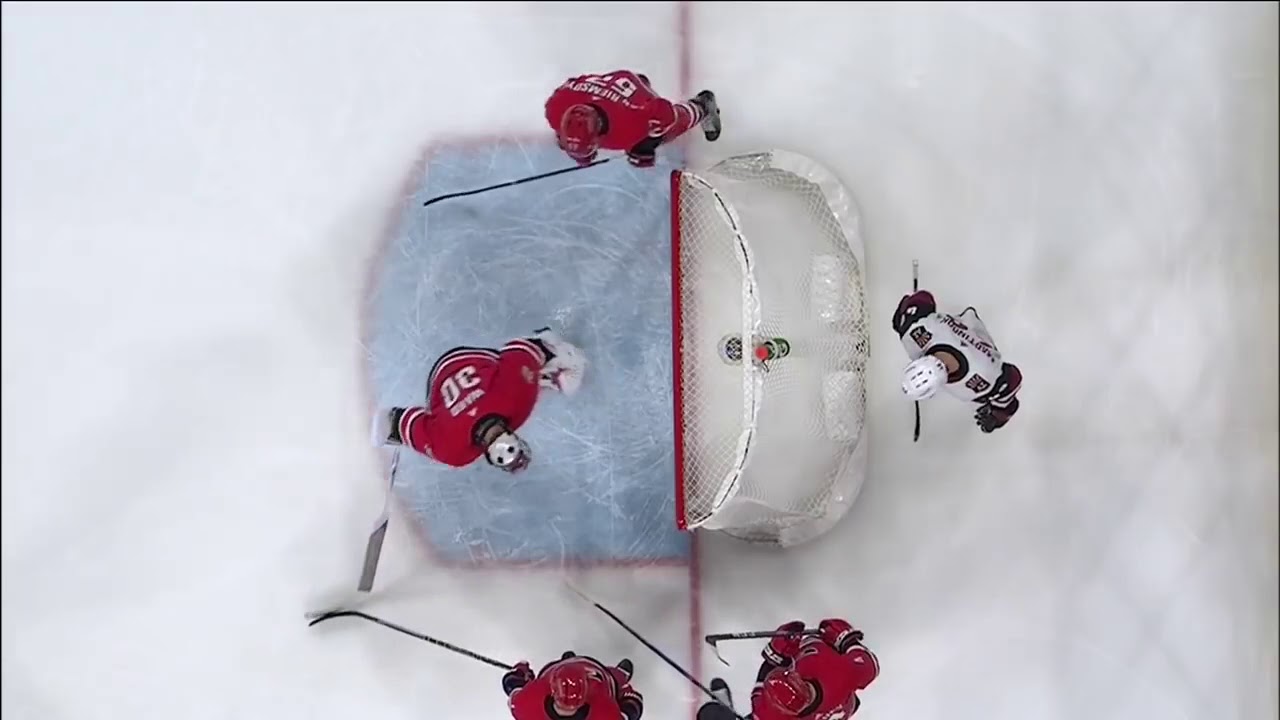 Weirdest goal ever!!!! Goalie Cam Ward Scores Own Goal With Puck Stuck in His Skate