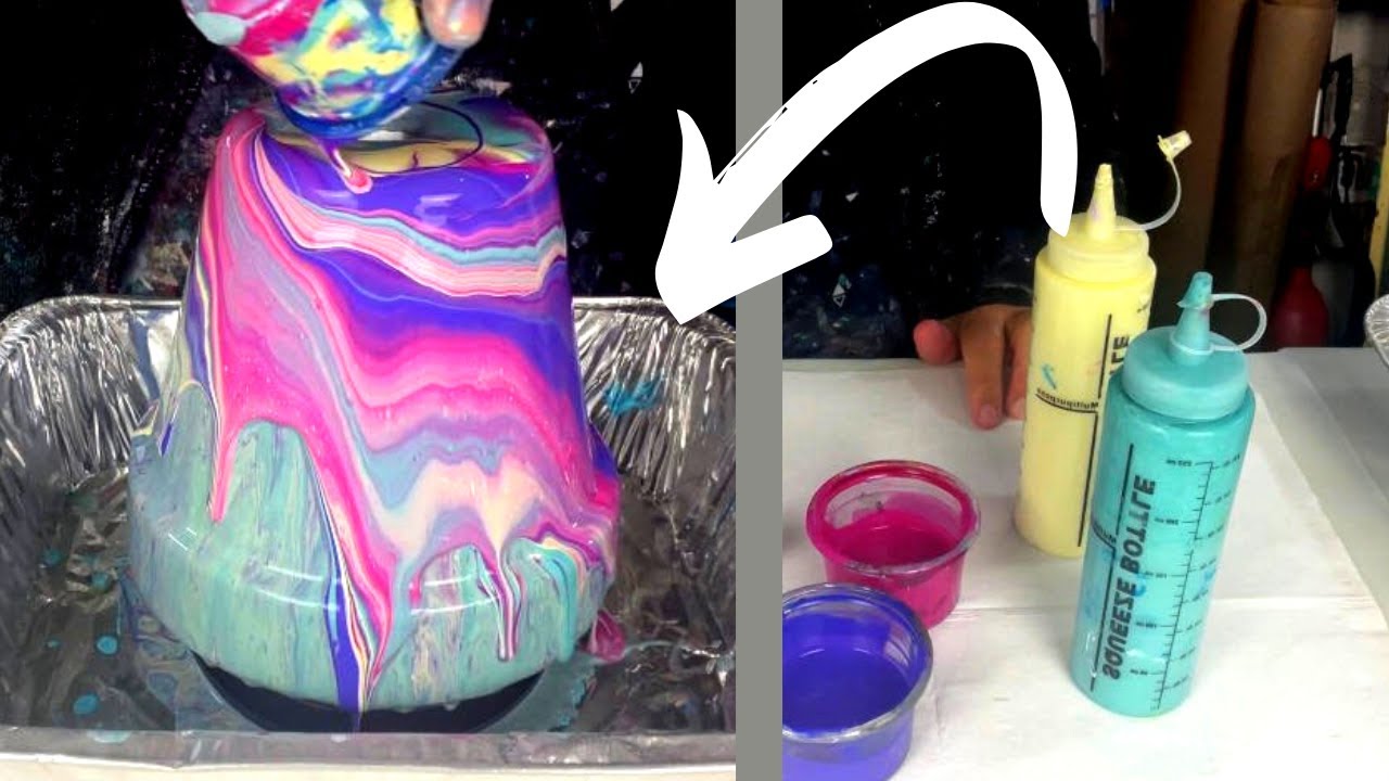ACRYLIC POURING ON TERRACOTTA POTS - Lovely results, easy to learn! Fluid Art - Acrylic Pouring