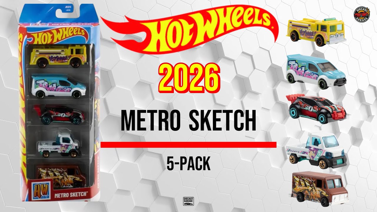 2026 Hot Wheels 5-Pack - Metro Sketch First Look! Ford Transit Connect, Mighty K, Fast 4WD, Medic
